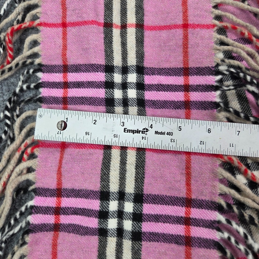 Burberry London Happy Double Fringe Scarf 100% Cashmere Magenta Pink - Picture 3 of 6